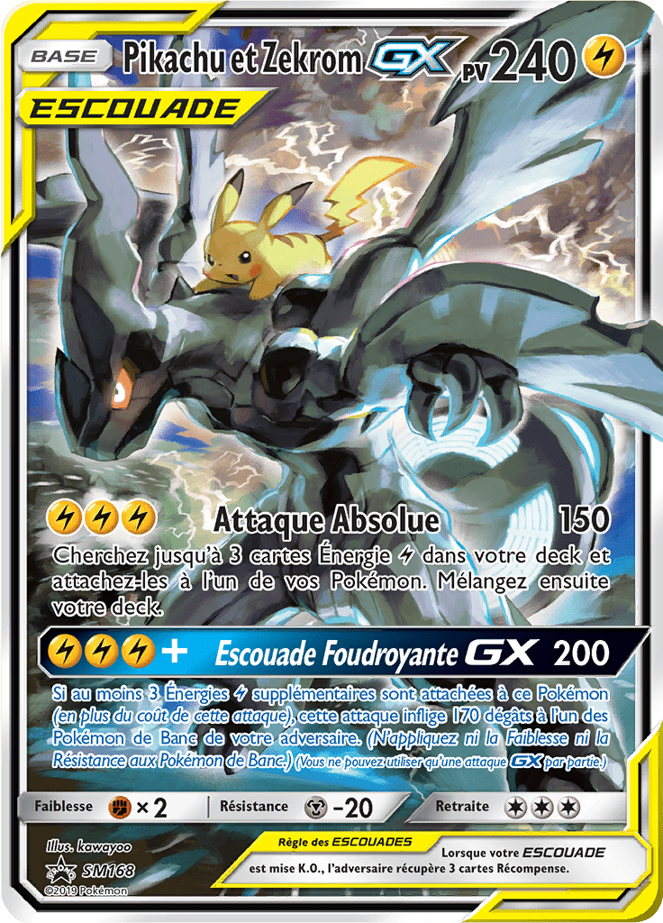 Carte Pikachu et Zekrom GX SM168